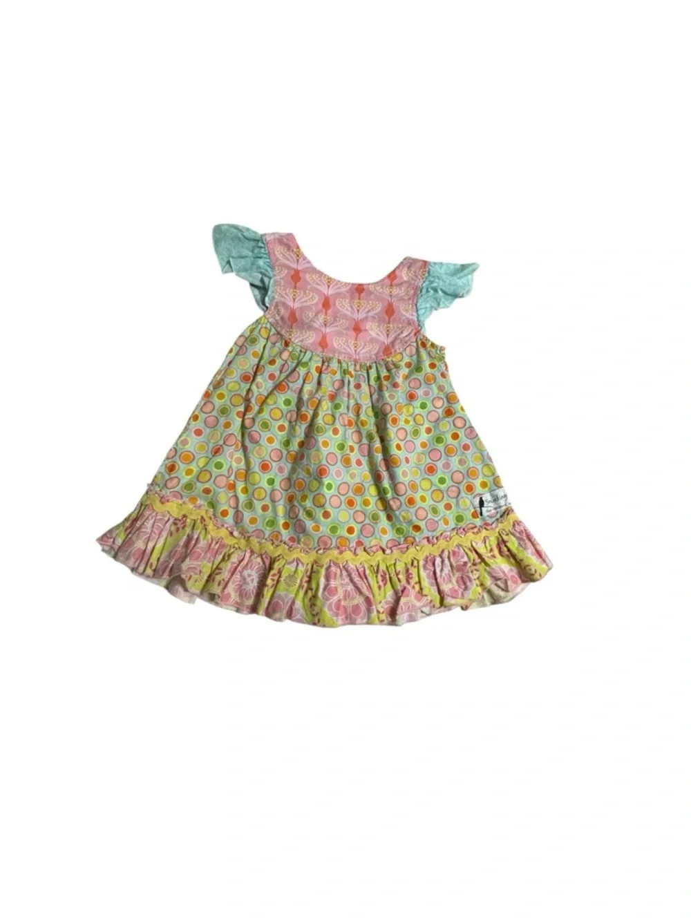Colorful Polka Dot Ruffle Sleeve Casual Dress for Girls